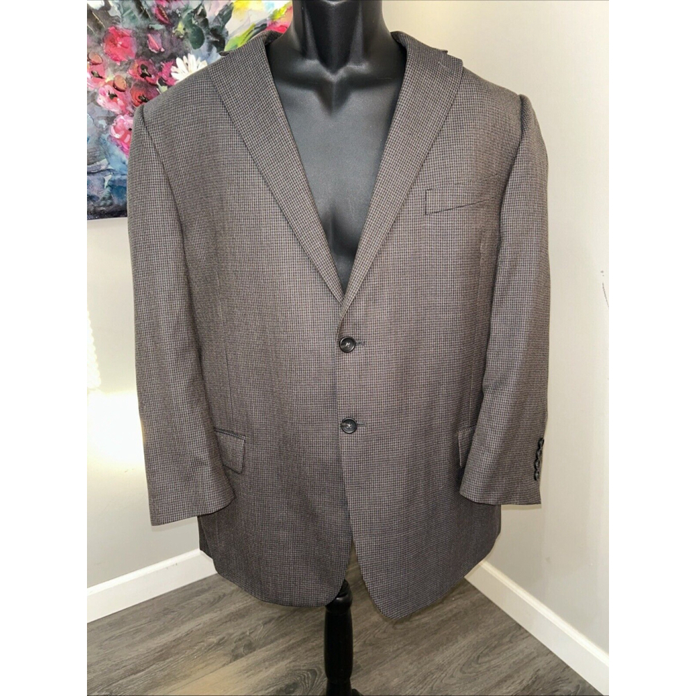 Joseph Feiss 44S Executive Fit Brown Houndstooth Tweed Two Button Jacket